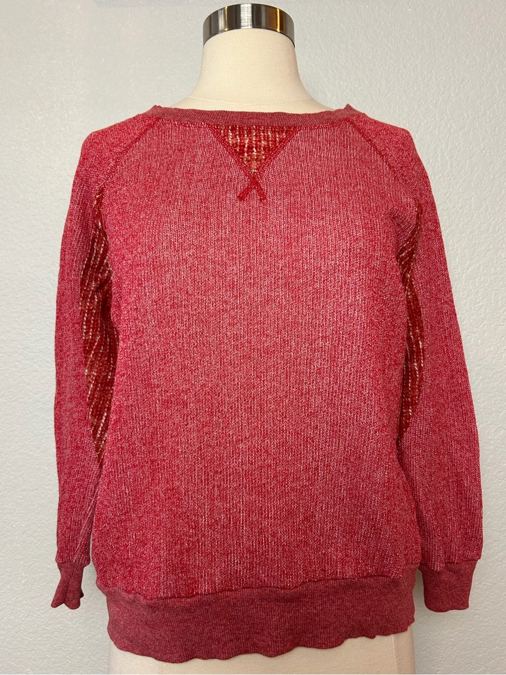 Marc by Marc Jacobs Sweat Shirt  Women's S Red Terry Textured Silk Side Panels